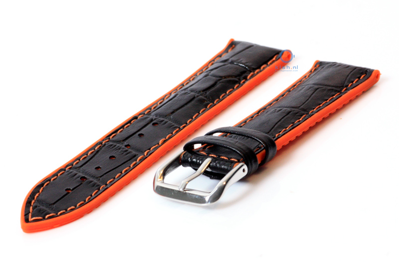 Uhrenarmband Kautschuk 20mm schwarz/orange