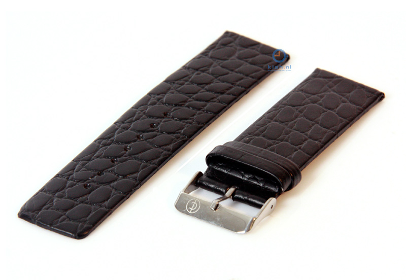 Uhrenarmband 24mm schwarz Leder mit Kroko - Druck