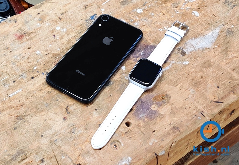 Apple Watch bandje croco leer wit - 42/44/45mm