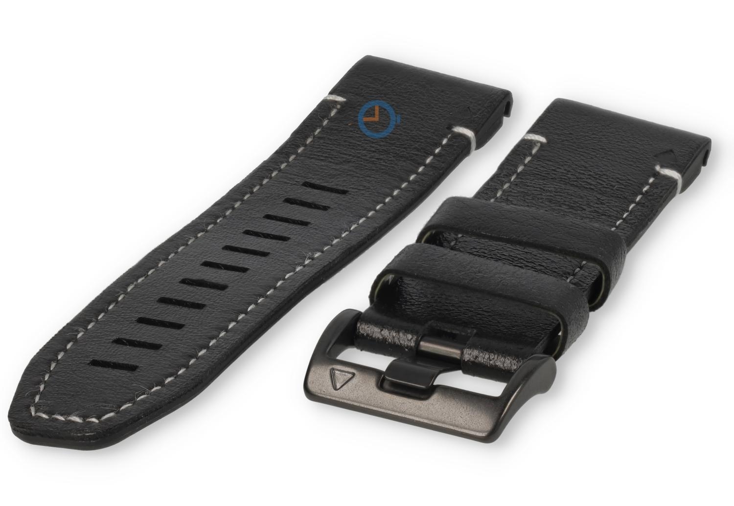 robusten Hybrid Band - 26mm Silikon/Leder - schwarz