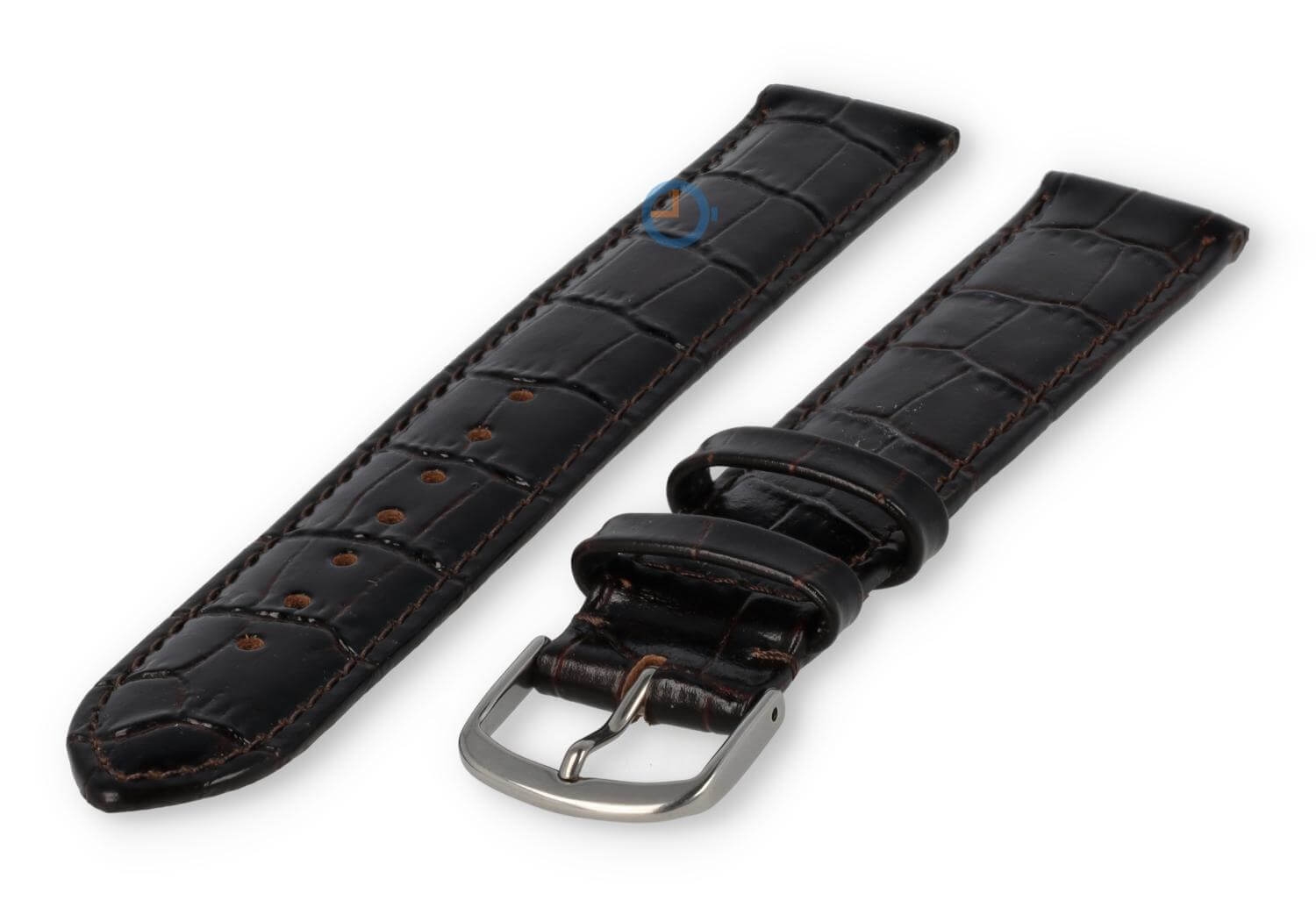 Krokoleder Extra langes Uhrenarmband - 18mm - dunkelbraun