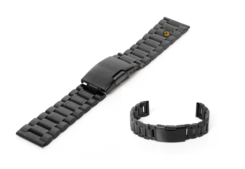 Uhrenarmband 18mm Schwarz Stahl poliert (teilweise)