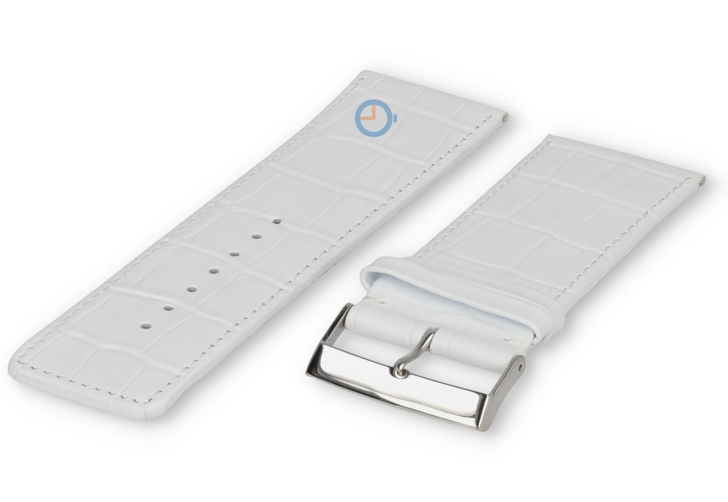 Luxus Kroko Uhrarmband - 34mm - weiÃŸ
