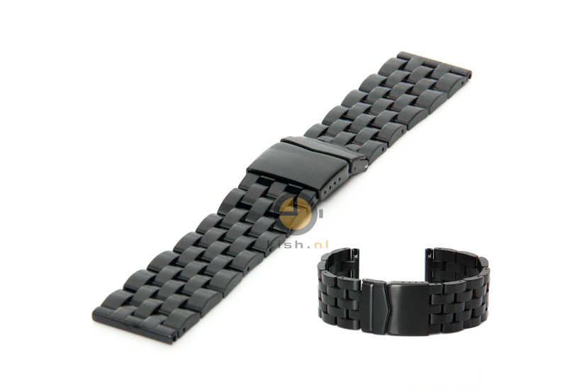 Uhrenarmband 24mm Schwarz Stahl matt
