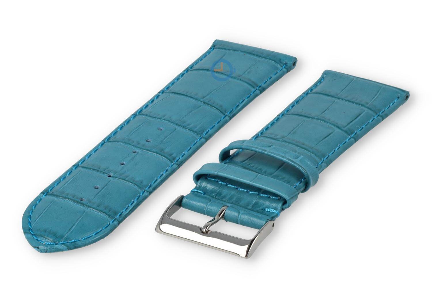 Kalbsleder XL band mit Kroko - Muster - 28mm - petrol