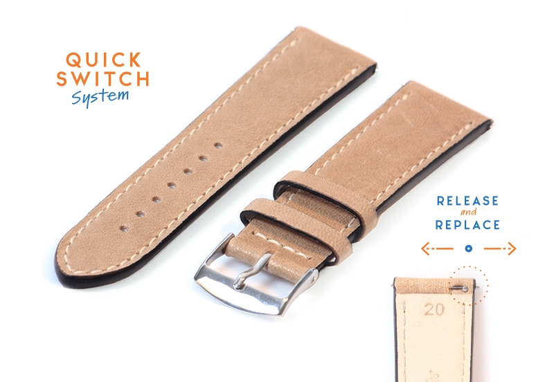 Uhrenarmband 20mm Beige Leder