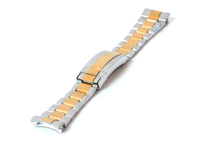 Rolex style horlogeband 21mm staal zilver/ goud