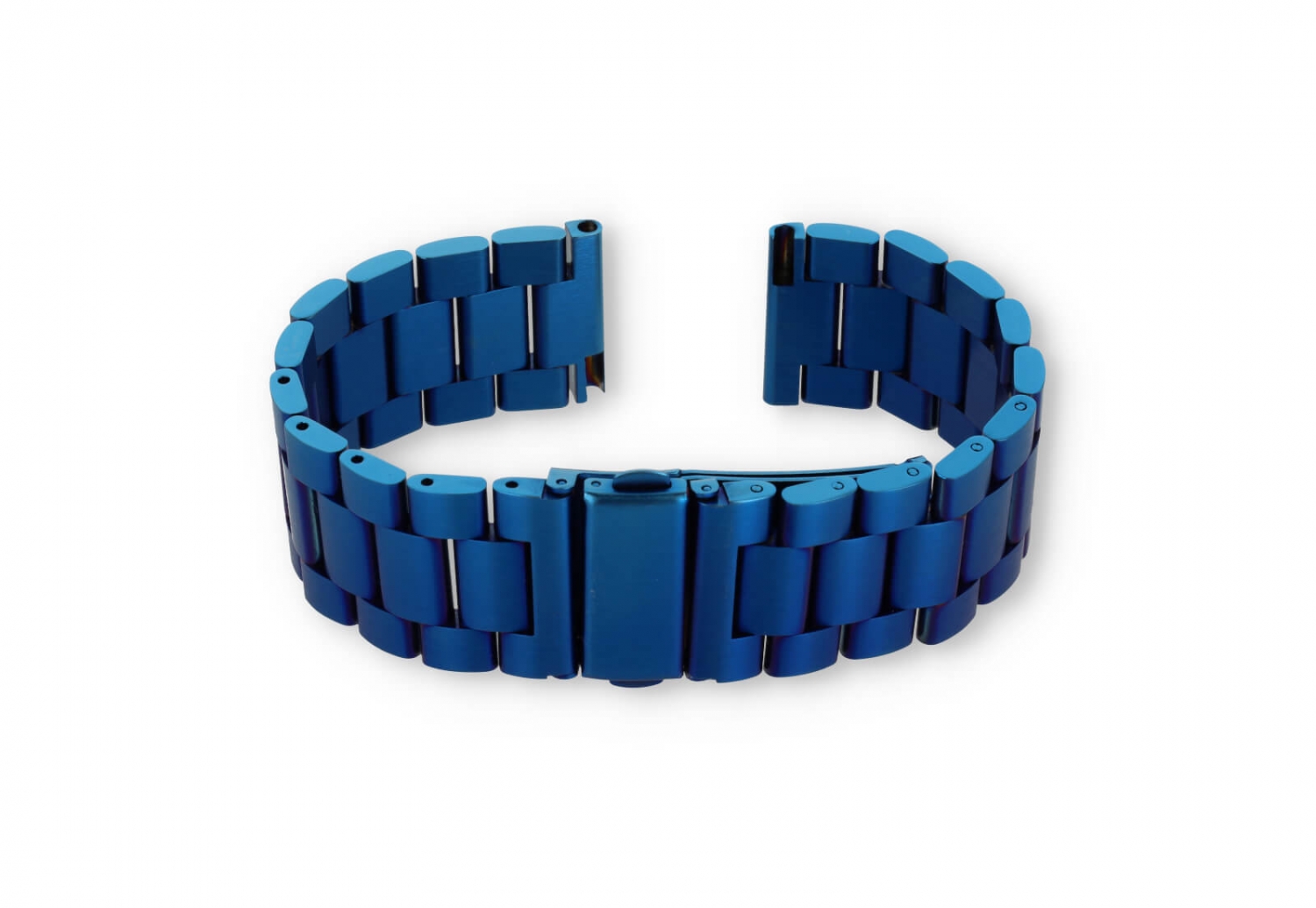 Horlogeband 22mm mat staal - blauw