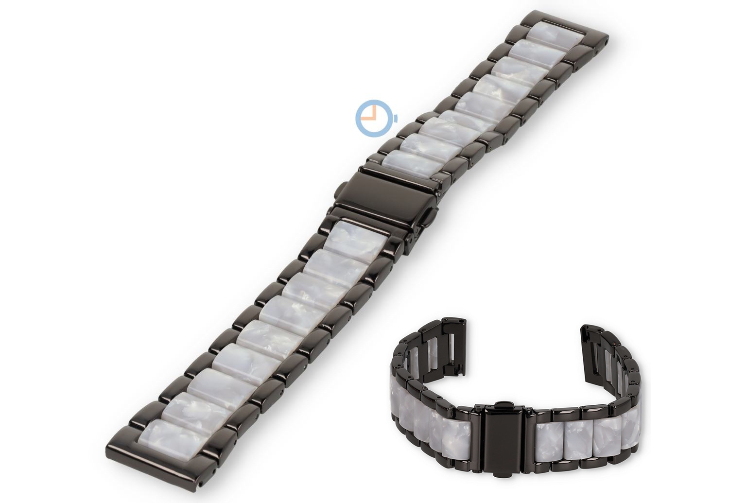 20mm Marmor Band Stahl mit Kunststoff - schwarz/weiß