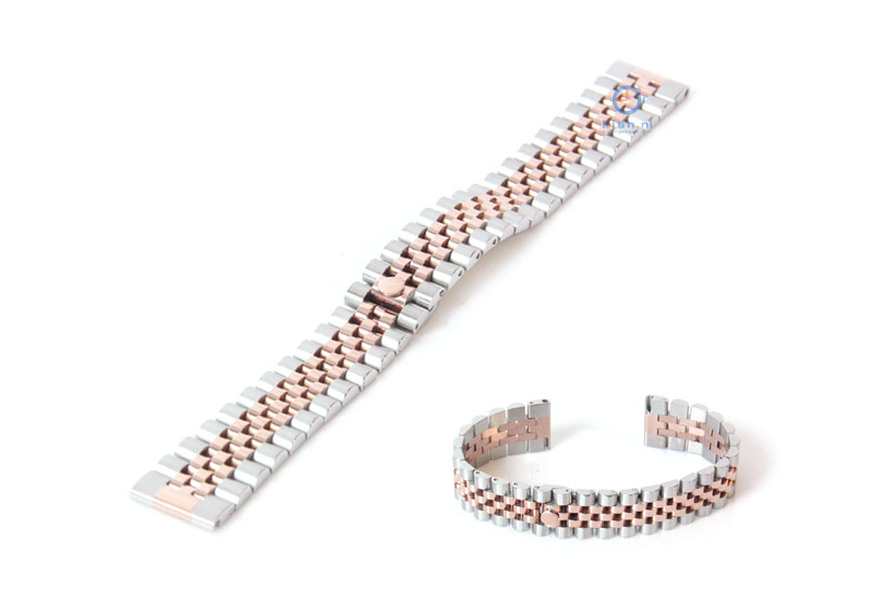 Uhrenarmband 18mm Stahl silber/rosegold