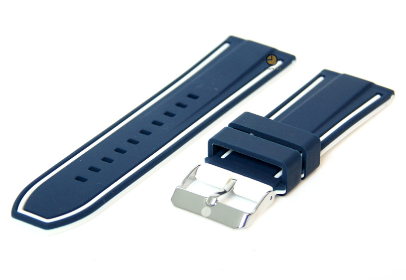 Uhrenarmband 26mm Blau - Weiß Silikon, umdrehbar