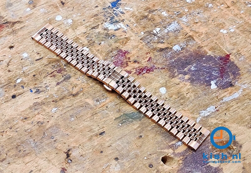 Horlogeband 22mm staal roségoud - deels gepolijst
