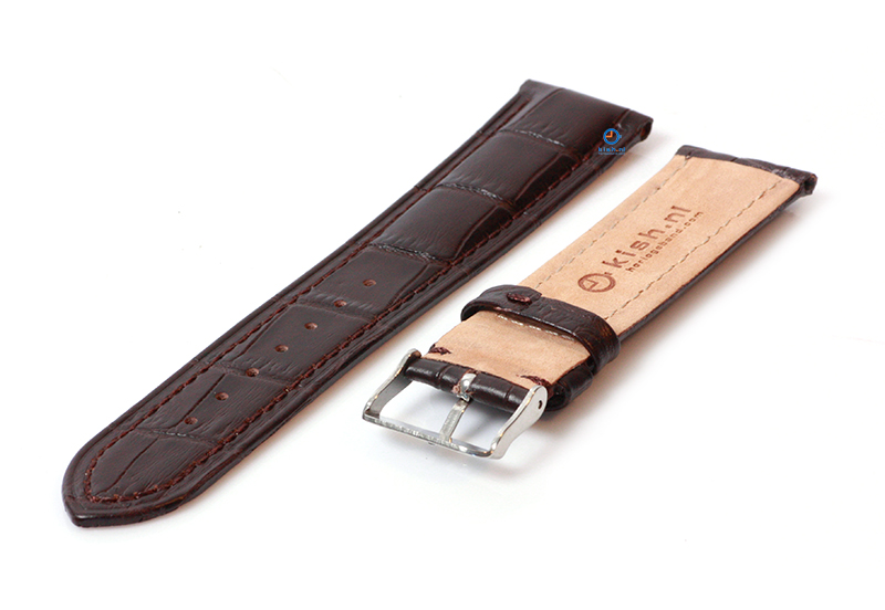 Horlogeband 22mm croco leer donkerbruin