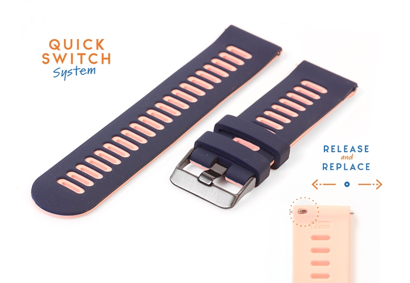 Silikon 20mm Uhrenarmband - blau/rosa
