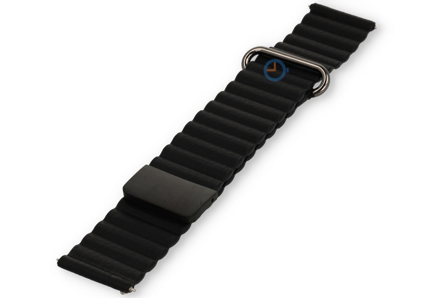20mm Leder Band mit Magnetschließe - schwarz