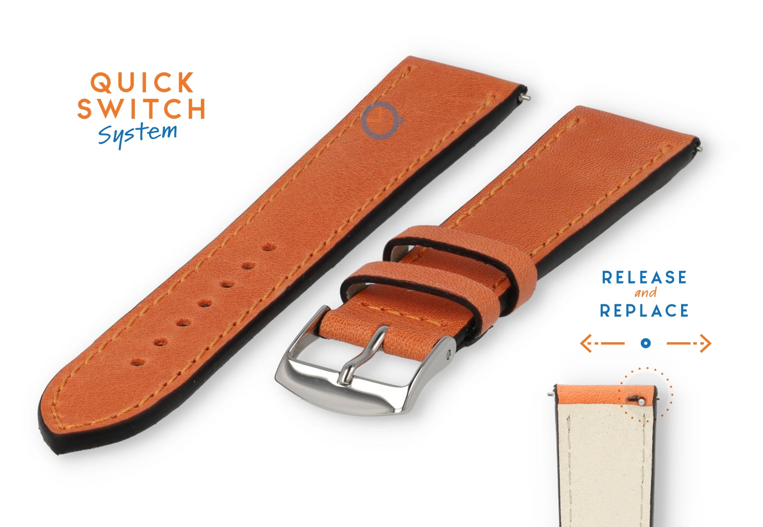 Uhrenarmband 20mm orange Kalbsleder