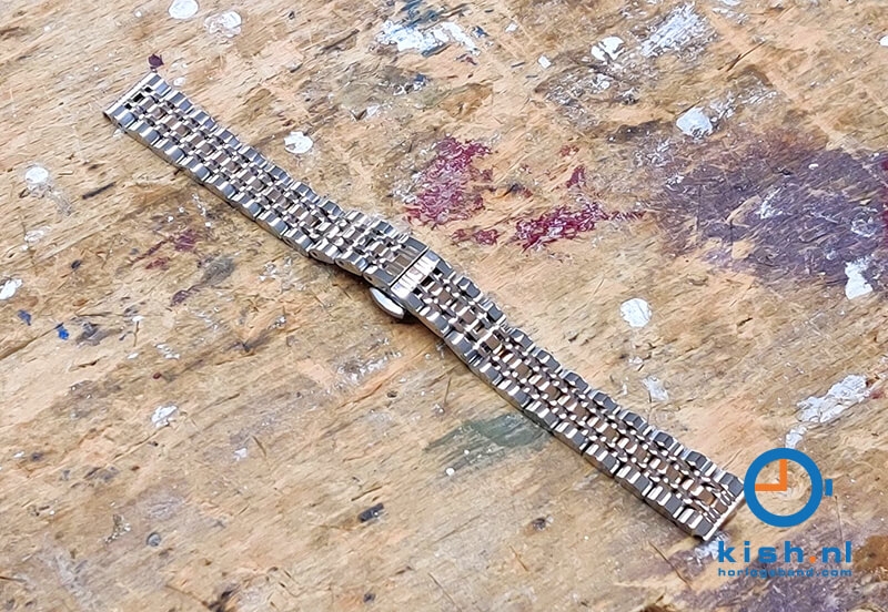 Horlogeband 14mm staal zilver/roségoud - gepolijst