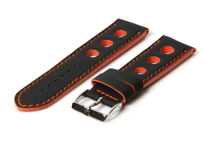 Uhrenarmband 20mm Schwarz/Orange Kautschuk (Racing)
