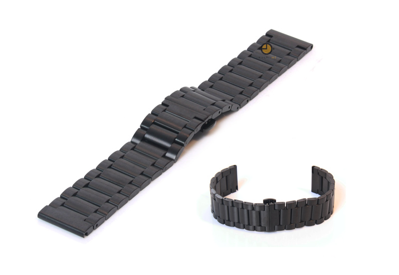 Uhrenarmband 22mm Schwarz matt Stahl