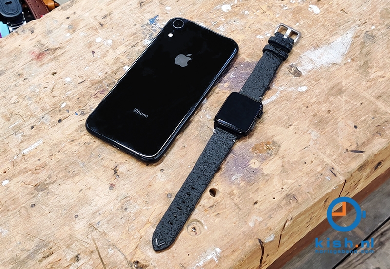 Apple Watch bandje vegan leer zwart - 42/44/45mm