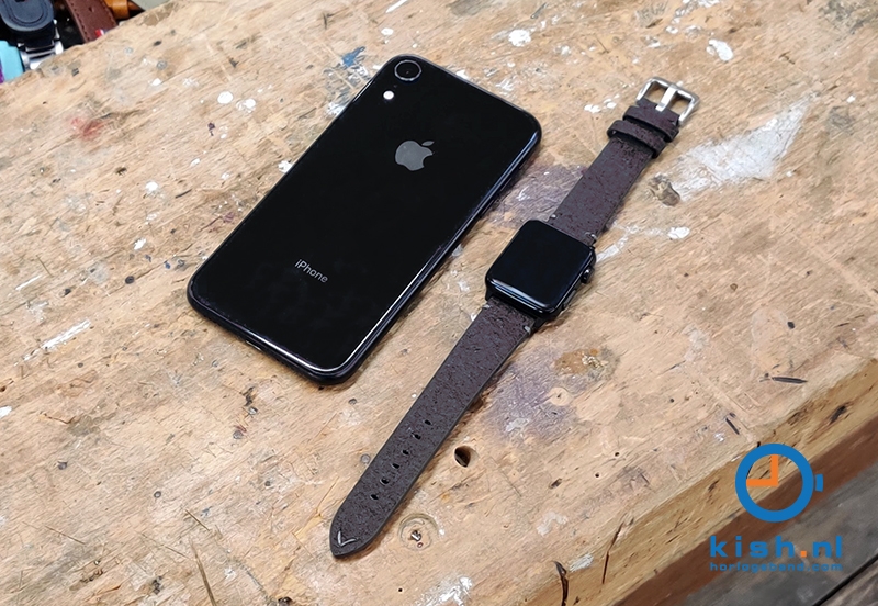 Apple Watch bandje vegan leer donkerbruin - 42/44/45mm