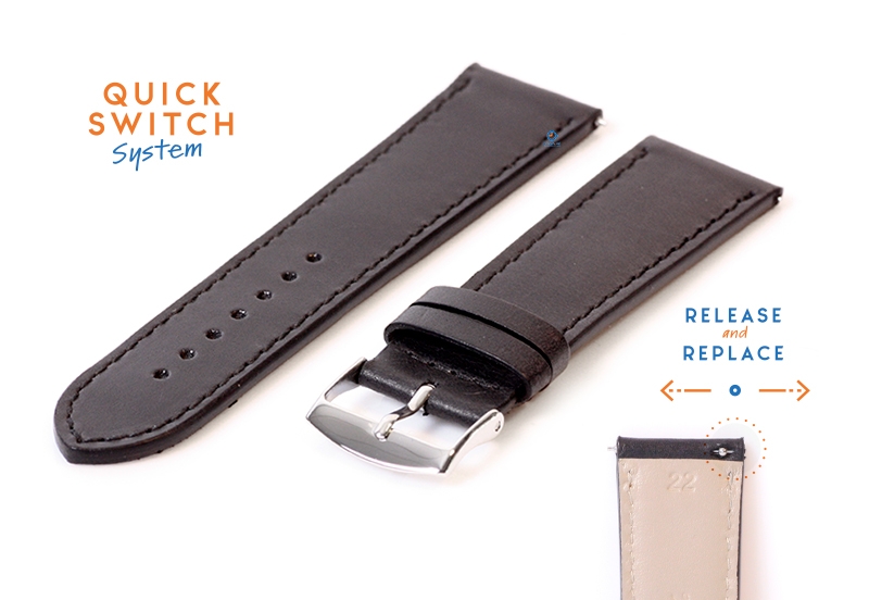 Uhrenarmband 22mm schwarz Leder