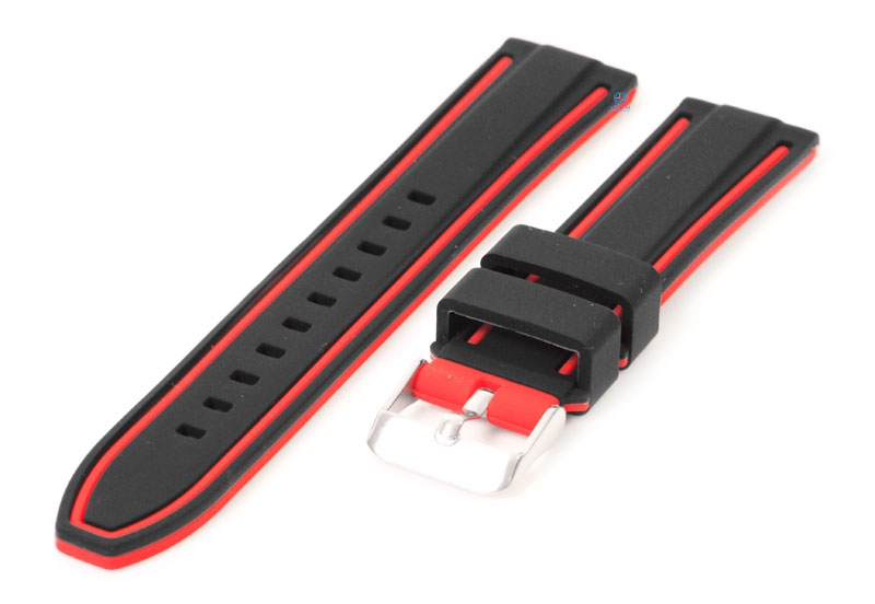Silikon Uhrenarmbänder 26mm schwarz/rot (umdrehbar)