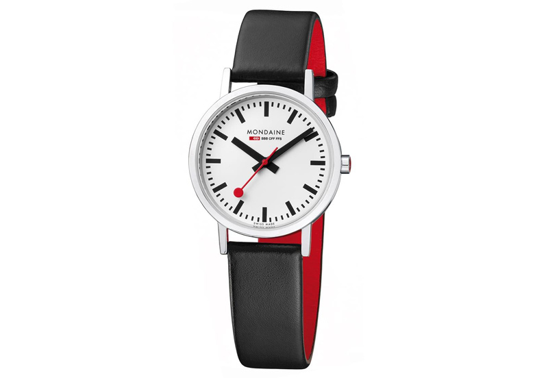 Mondaine 16mm Uhrenarmband Schwarz Rot matt