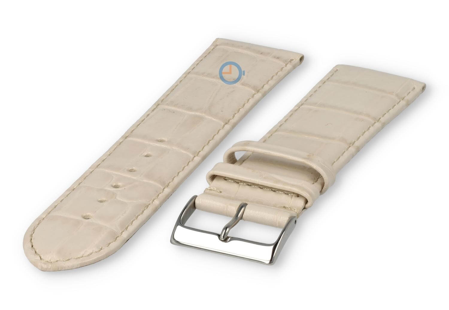 Basic Kroko Uhrenarmband XL - 24mm - creme