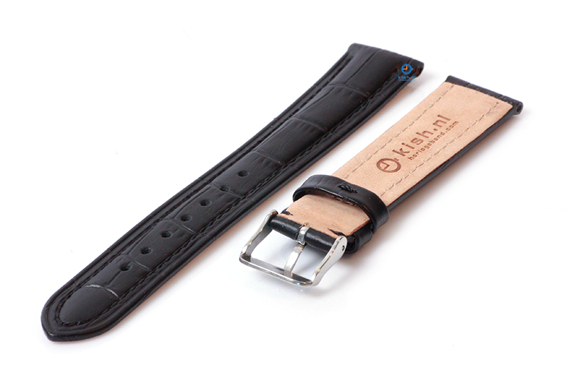 Horlogeband 18mm croco leer zwart