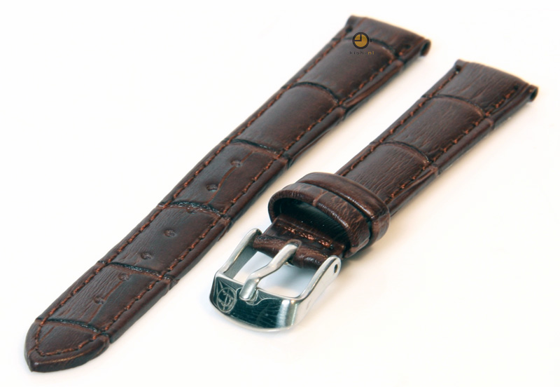 Uhrenarmband 14mm Dunkelbraun Leder mit Kroko - Druck