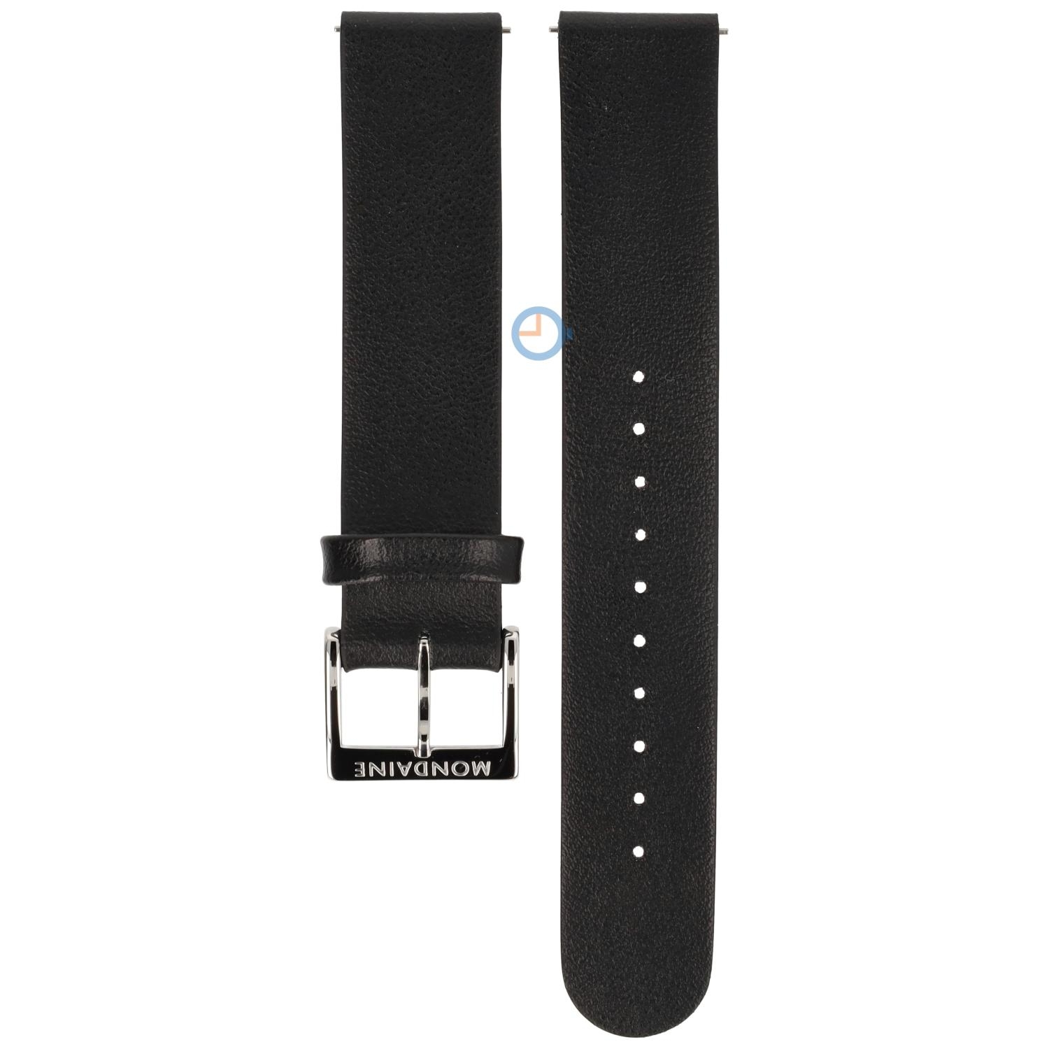 Mondaine 18mm Uhrenarmband Schwarz Rot glänzend