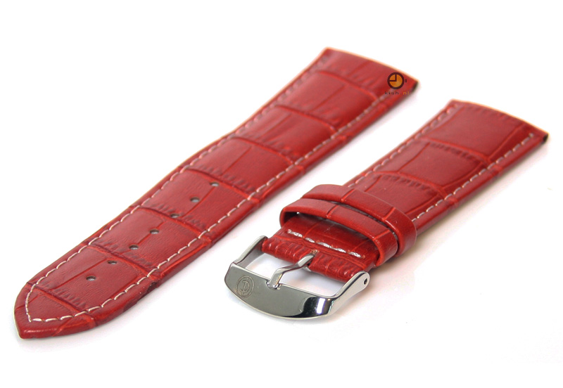 Uhrenarmband 22mm Rostbraun Leder mit Kroko - Druck