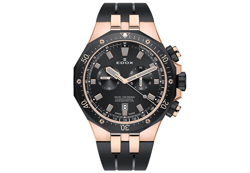 Edox Delfin 10109 Uhrenarmband Schwarz