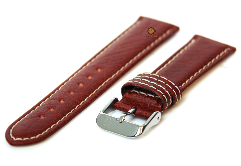Uhrenarmband 18mm Braun Leder mit weißer Naht