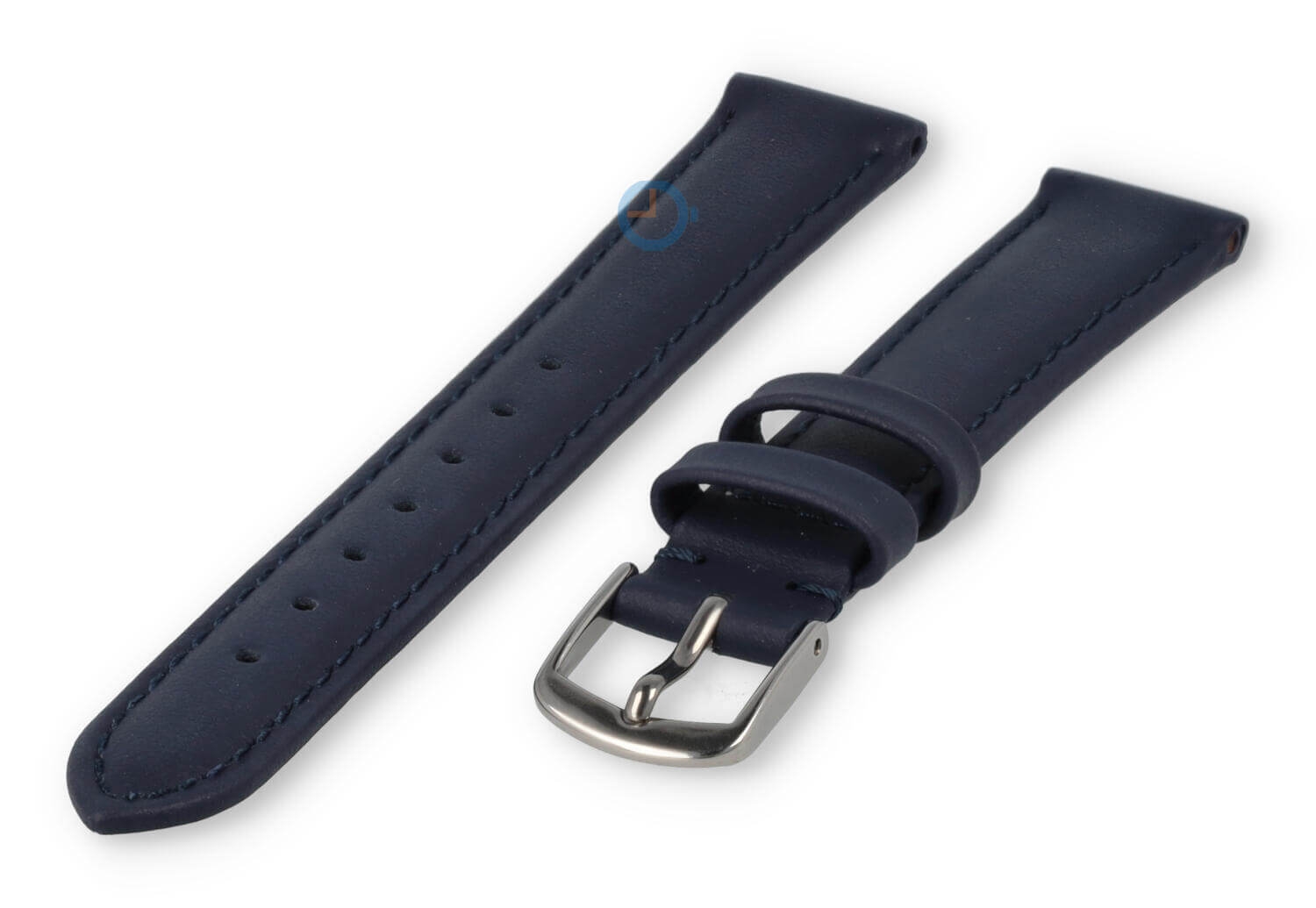 12mm Uhrenarmband glatt Leder - dunkelblau