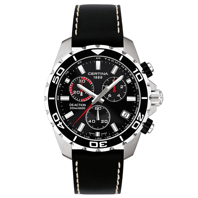 Certina Band C53670784261A 21/19mm schwarzes Leder ohne Schließe