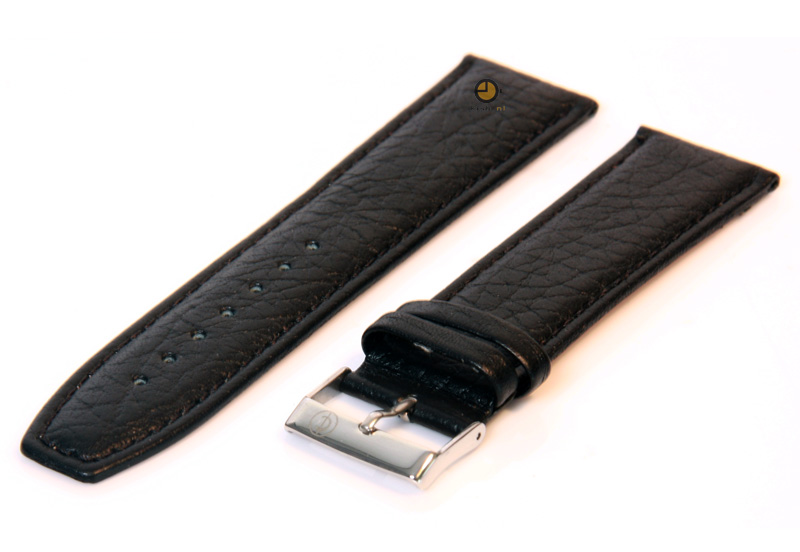 Uhrenarmband 24mm Schwarz Büffelleder extra lang