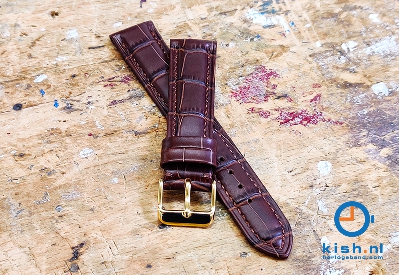 Quick Switch horlogeband 22 bruin leer - gouden gesp
