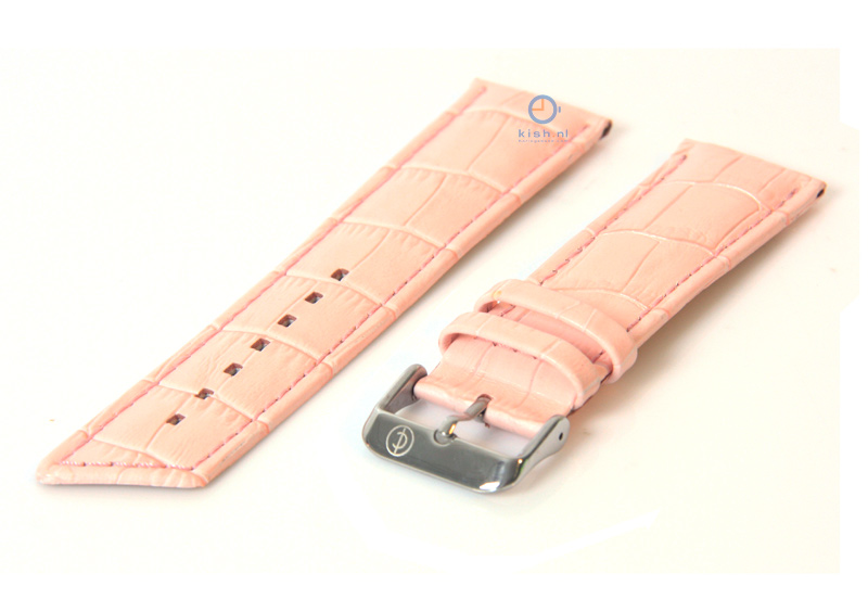 Uhrenarmband 24mm rosa Leder mit Krokostruktur