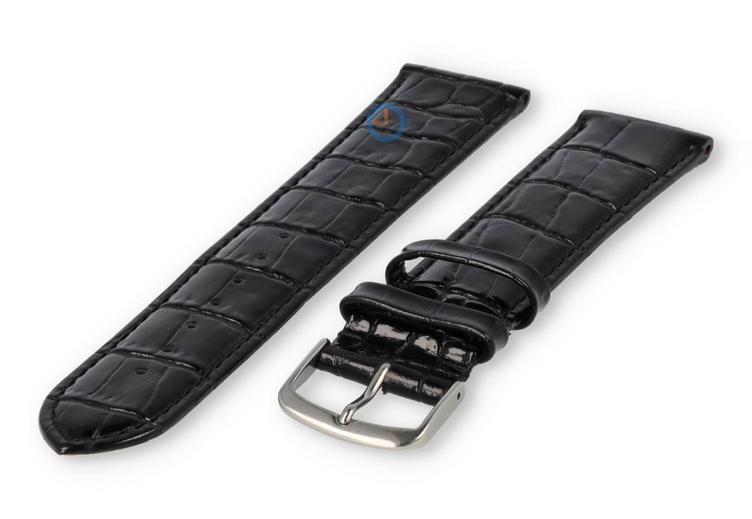 Extra langes Uhrenarmband Kroko - 20mm - schwarz