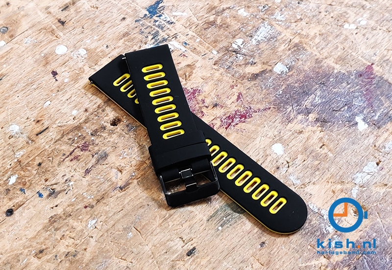 20mm siliconen horlogeband - zwart/geel