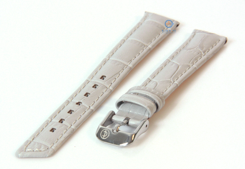 Uhrenarmband 16mm hellgrau Leder mit Kroko - Druck