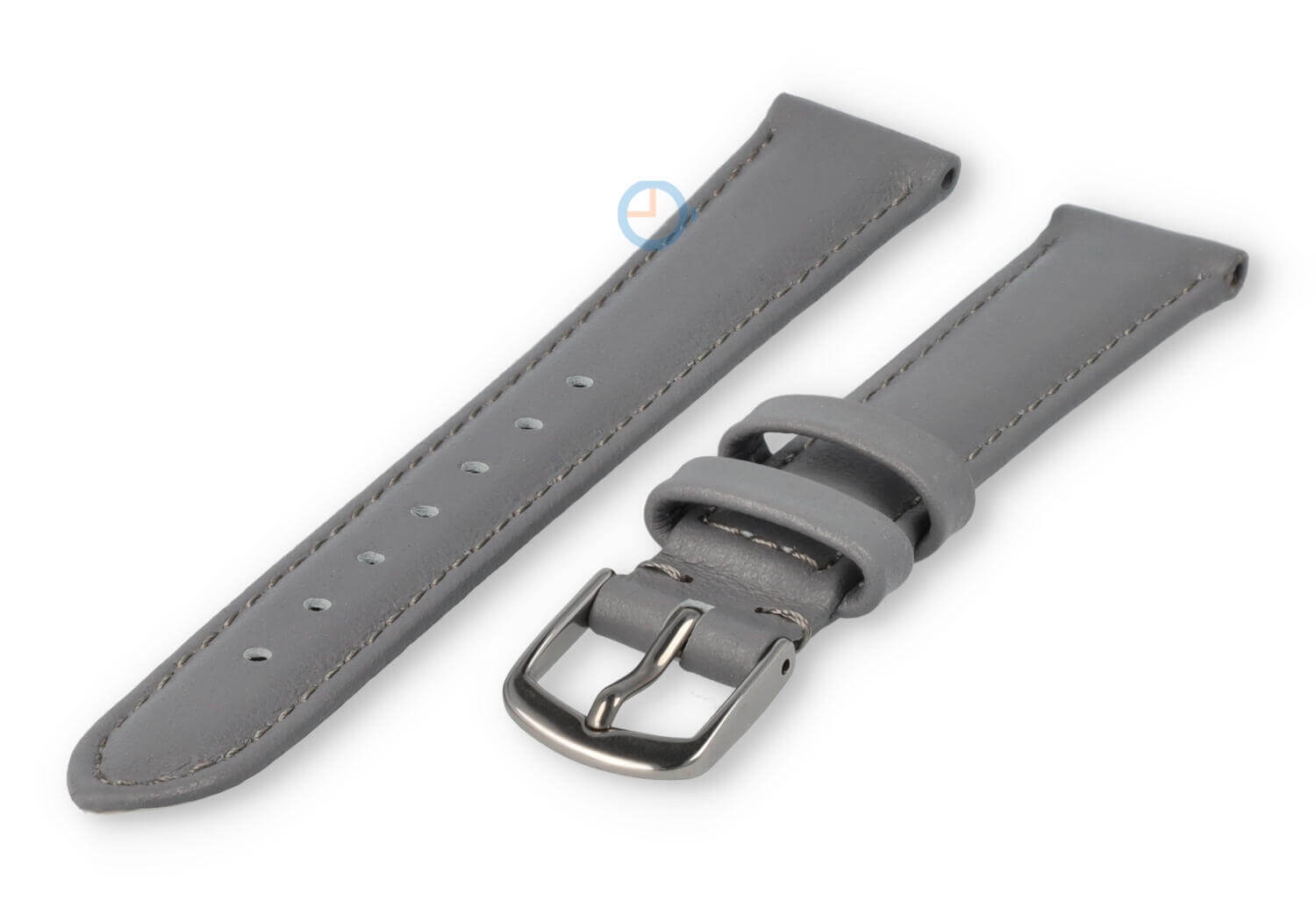 12mm Uhrenarmband glatt Leder - hellgrau