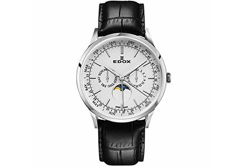 Edox Les Vauberts 40101 Uhrenarmband Schwarz Leder
