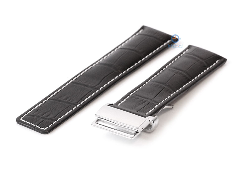 Breitling Uhrenarmband 24mm Leder schwarz croco