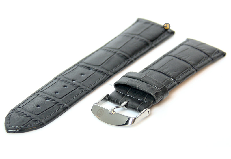 Uhrenarmband 22mm Grau Leder mit Kroko - Druck