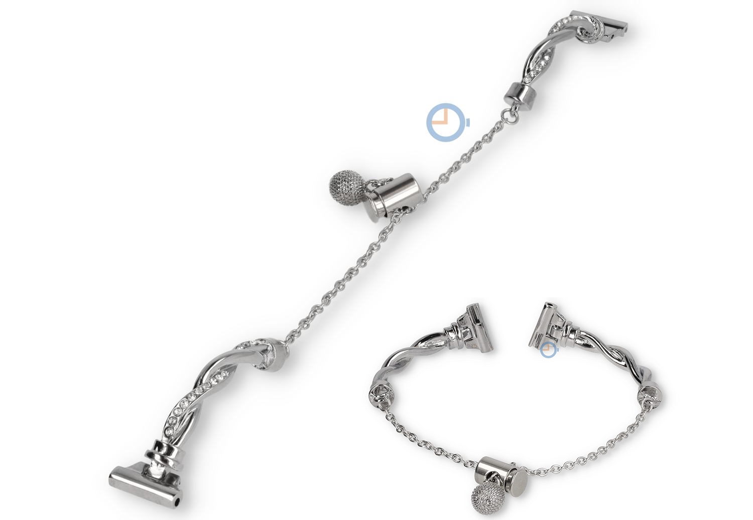 14mm Schmuck Uhrenarmband - silber mit Diamanten