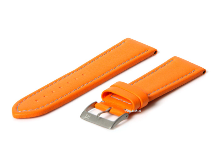 Uhrenarmband 22mm Orange wasserfestes Leder