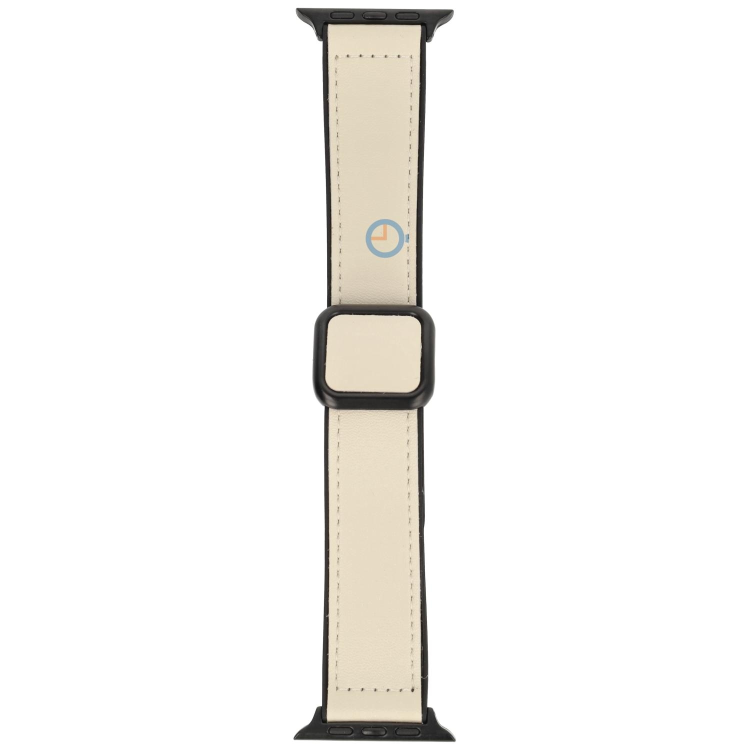 Luxus Leder band Apple 45mm - Offwhite